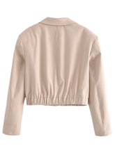 Manteau court bomber à ourlet élastique d'automne